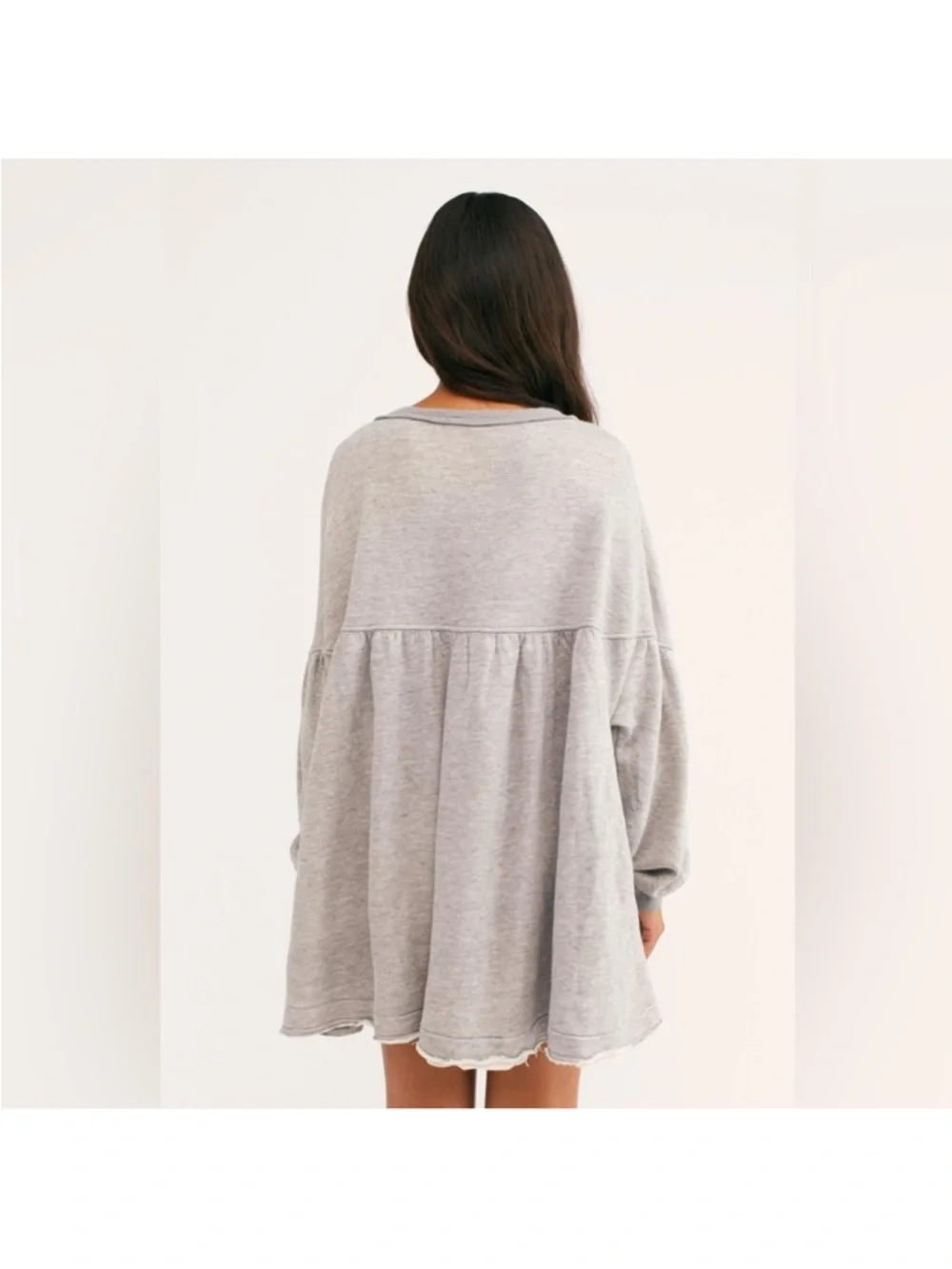 Free People Prudence Pullover Oversized Babydoll Mini Dress Heather Grey